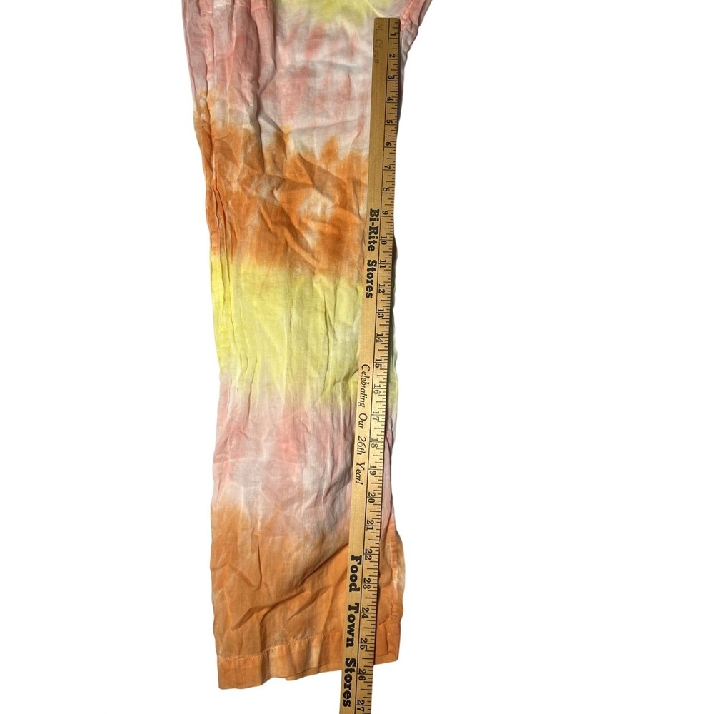 Brenna Skin Tie Dye Gauze Lounge Pants Women's Orange Yellow Pink Elastic‎ Waist - Picture 2 of 4
